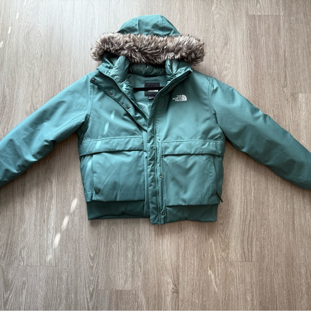 The North Face Green Puffer Jacket with Fur Hood